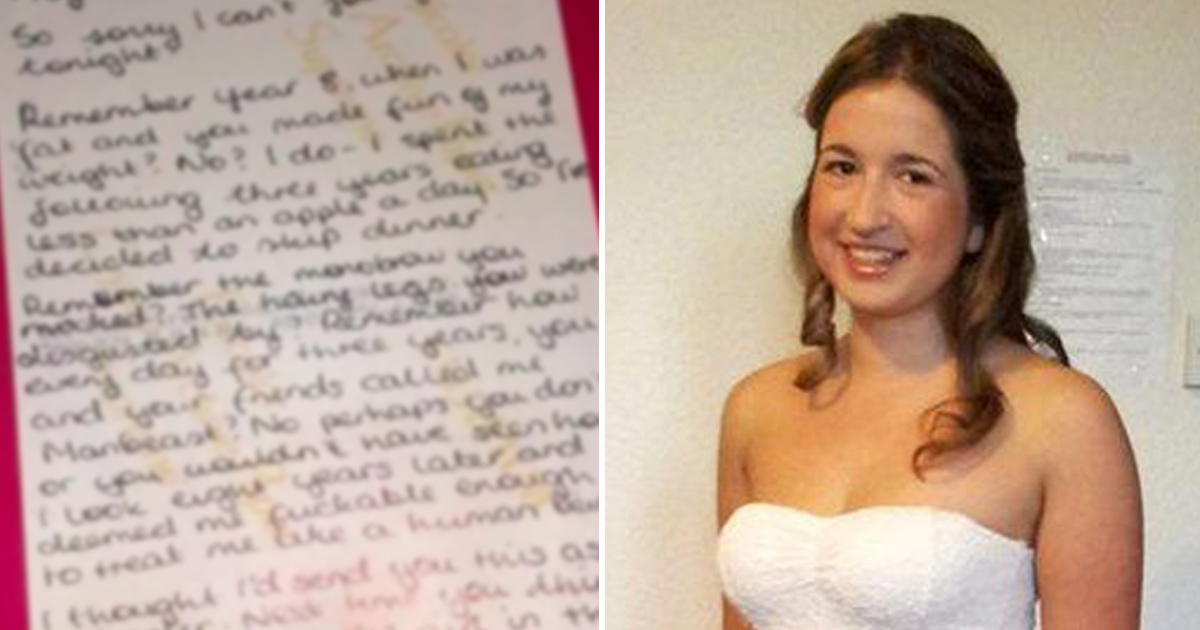 Louisa was a victim of daily bullying at school - 10 years later, her bully received a letter at the restaurant