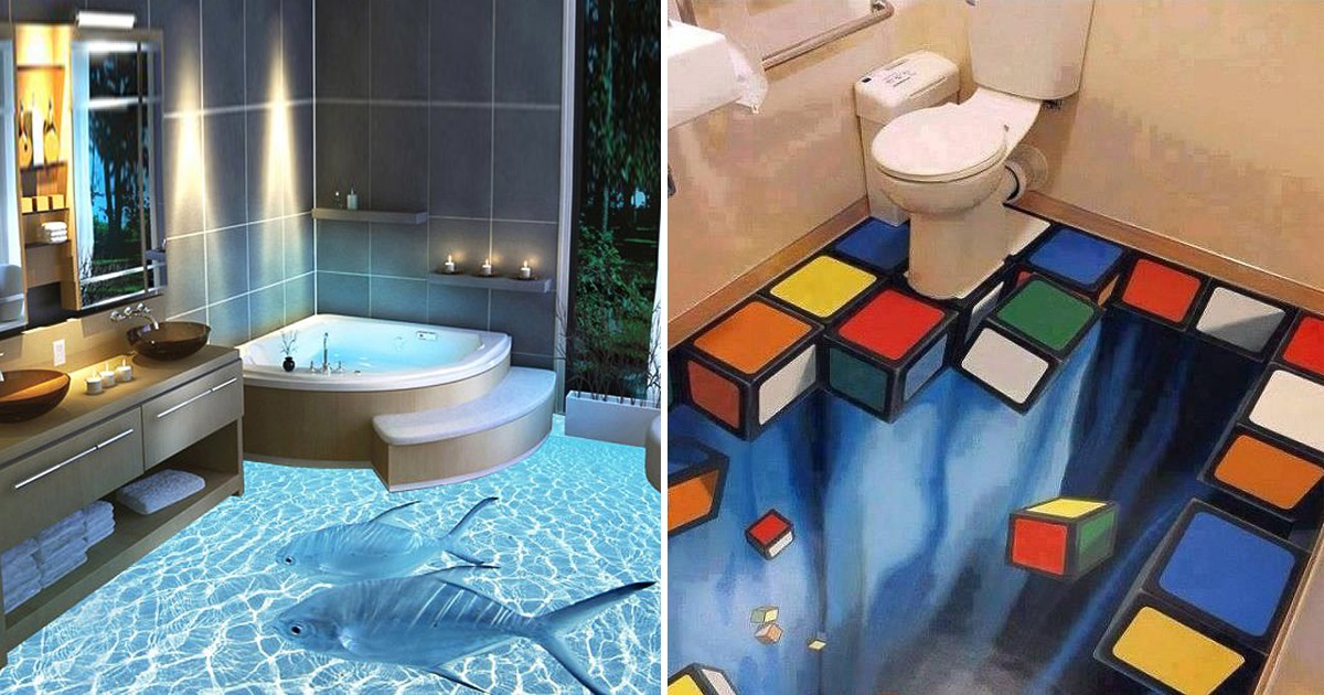 Murals are wonderful, but these 3D floors make the shower an absolutely crazy experience!