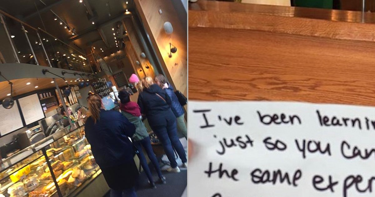 A deaf customer just wanted to buy coffee, so the waitress brought him a note that made us cry