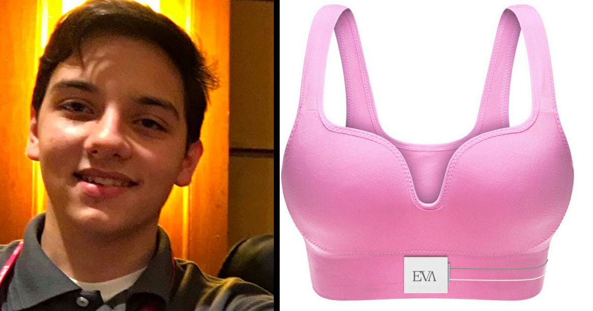 An 18-year-old boy invented a bra that could save lives of millions of people after his mother nearly died of cancer